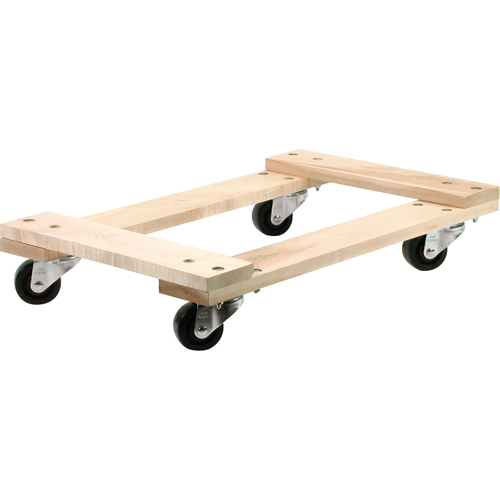 Wood Dollies - Medium-Duty, Polyolefin Wheels, 900 lbs. Capacity, 18" W x 30" D x 7" H