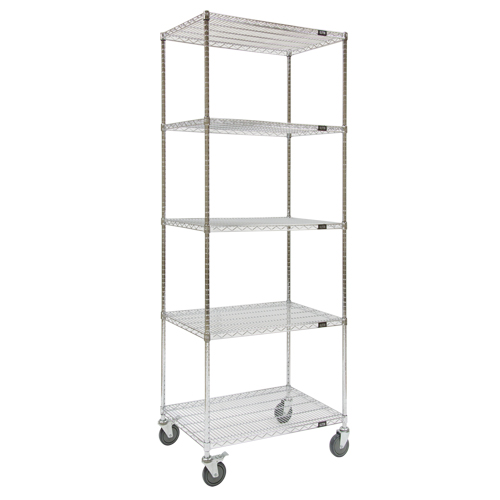 Wire Shelf Cart, Chrome Plated, 60" x 92" x 24", 800 lbs. Capacity