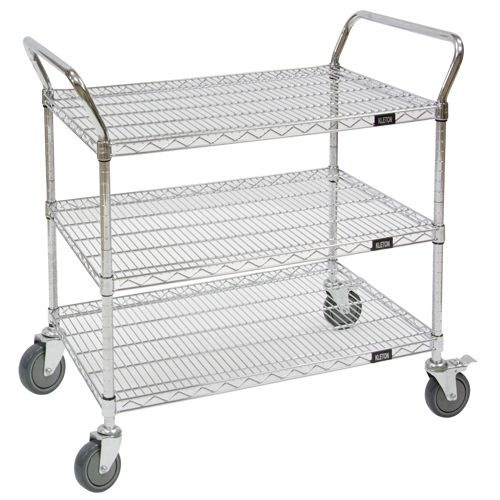 Wire Mesh Utility Cart, Chrome Plated, 30" x 39" x 18", 800 lbs. Capacity