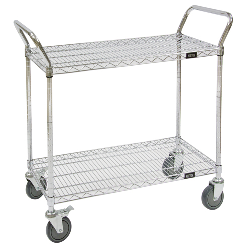 Wire Mesh Utility Cart, Chrome Plated, 60" x 39" x 24", 800 lbs. Capacity