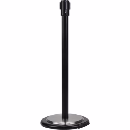 Free-Standing Crowd Control Barrier Receiver Post With Wheels, 35" High, Black