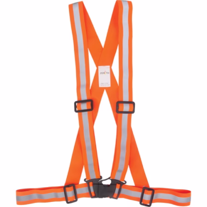 Traffic Harness, High Visibility Orange, Silver Reflective Colour, Large